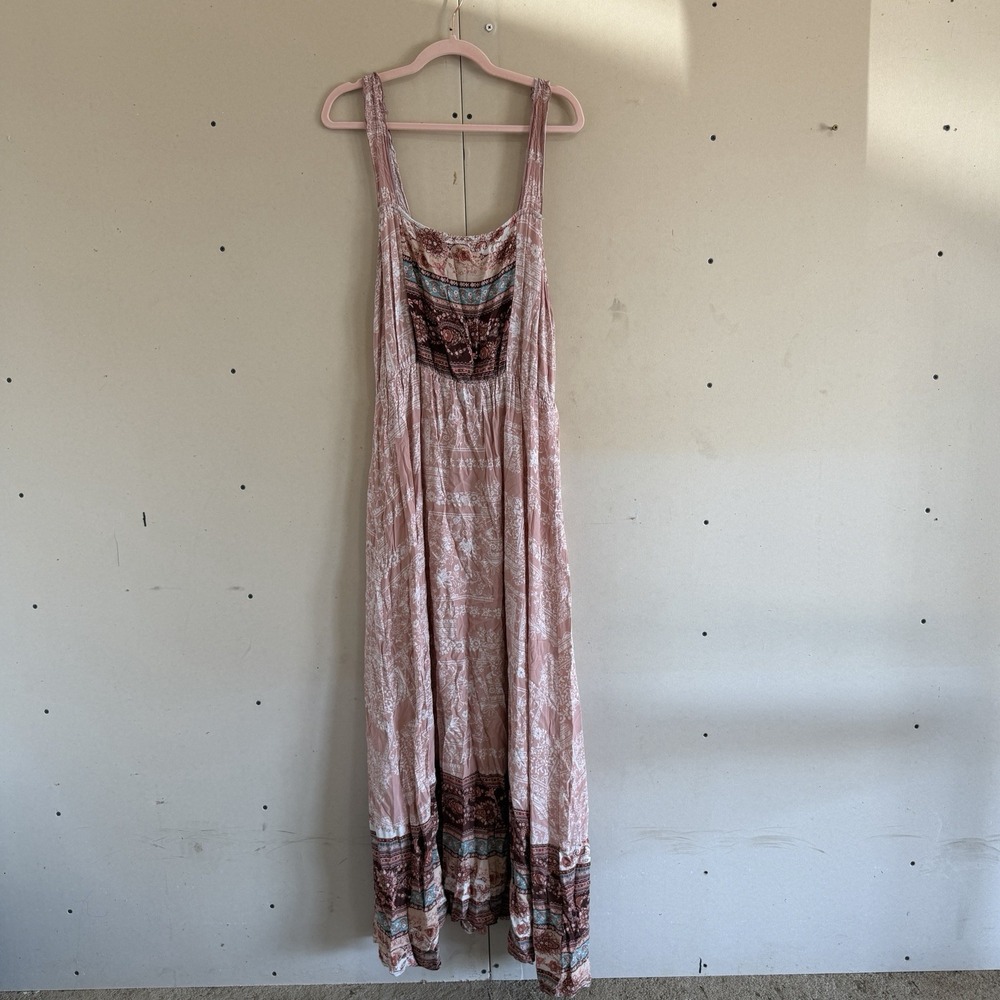 Sugarfox Boho Paisley Floral Border Print Sleeveless Maxi Dress Plus Size 2X